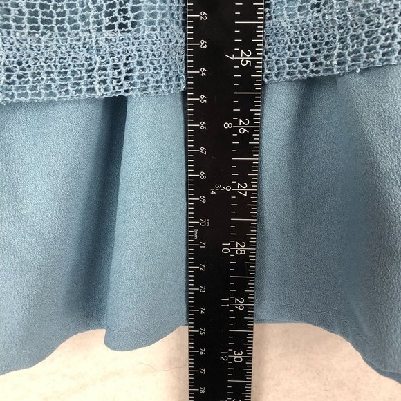 Simply Noelle NWT Women's Size Small/Medium Blue Mesh Overlay Layered Tunic Top - Picture 4 of 10